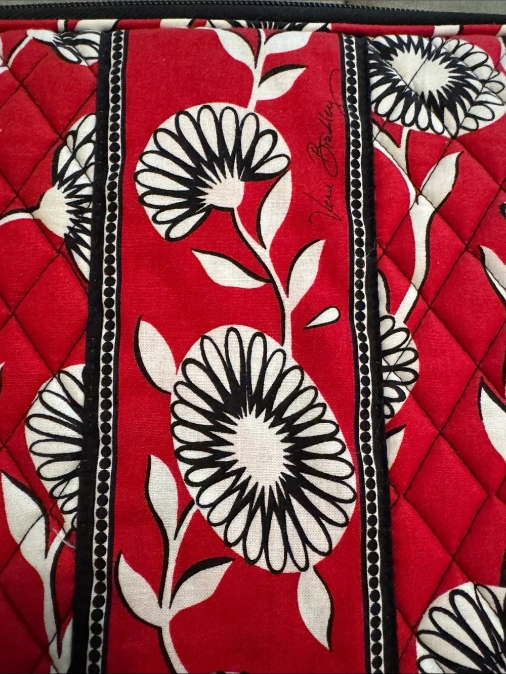 Vera Bradley Red Floral Quilted Zip Pouch